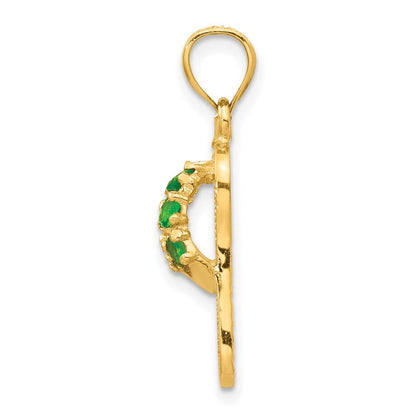 14K Gelbgold 3D-Flip-Flop-Anhänger mit Mai-Geburtsstein/Zirkonia