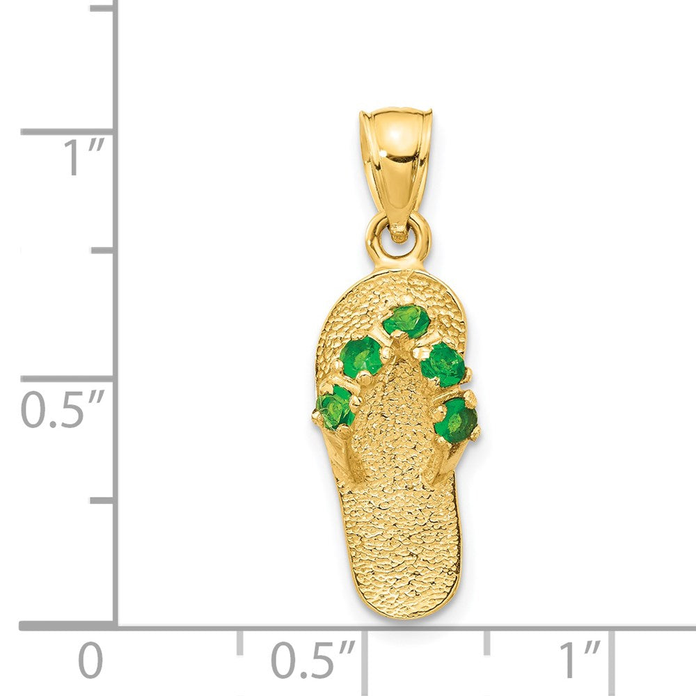 14K Gelbgold 3D-Flip-Flop-Anhänger mit Mai-Geburtsstein/Zirkonia