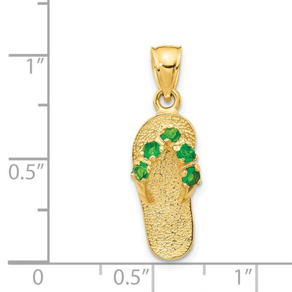 14K Gelbgold 3D-Flip-Flop-Anhänger mit Mai-Geburtsstein/Zirkonia