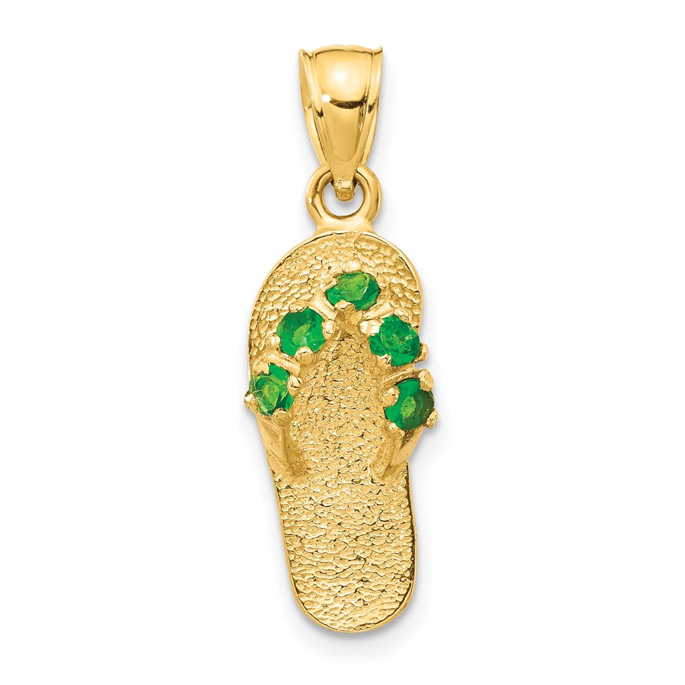 14K Gelbgold 3D-Flip-Flop-Anhänger mit Mai-Geburtsstein/Zirkonia