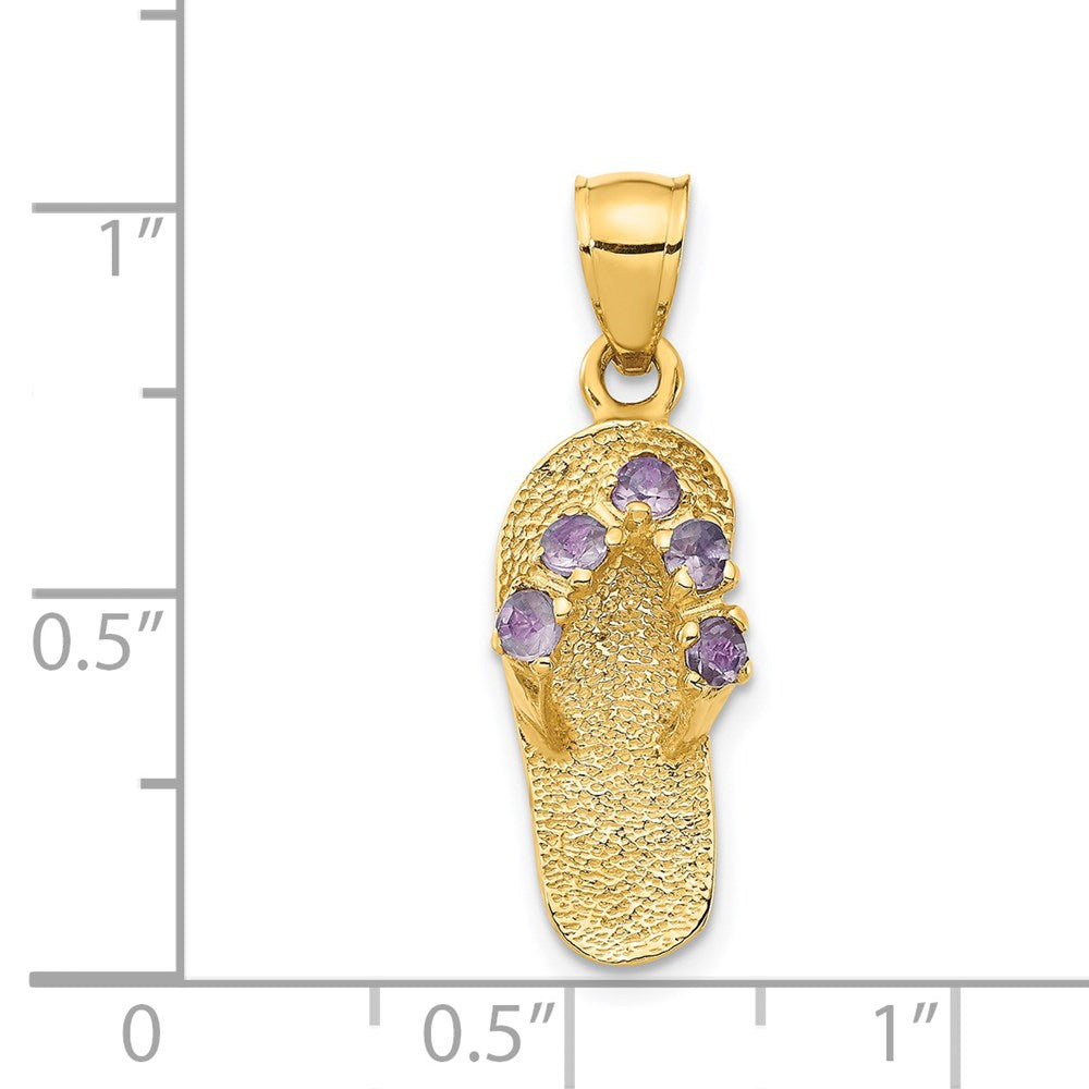 3D-Flip-Flop-Anhänger aus 14K Gelbgold mit Juni-Geburtsstein/Zirkonia