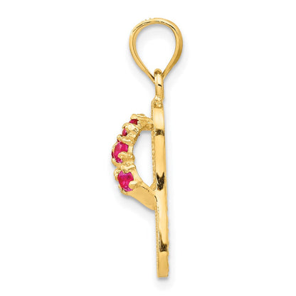 14K Gelbgold 3D Juli-/Zirkonia-Geburtsstein-Flip-Flop-Anhänger