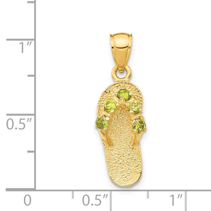 14K Gelbgold 3D-Flip-Flop-Anhänger mit August-Geburtsstein aus Zirkonia