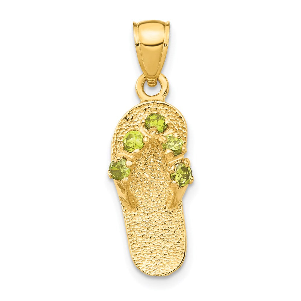 14K Gelbgold 3D-Flip-Flop-Anhänger mit August-Geburtsstein aus Zirkonia