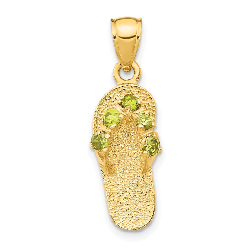 14K Gelbgold 3D-Flip-Flop-Anhänger mit August-Geburtsstein aus Zirkonia