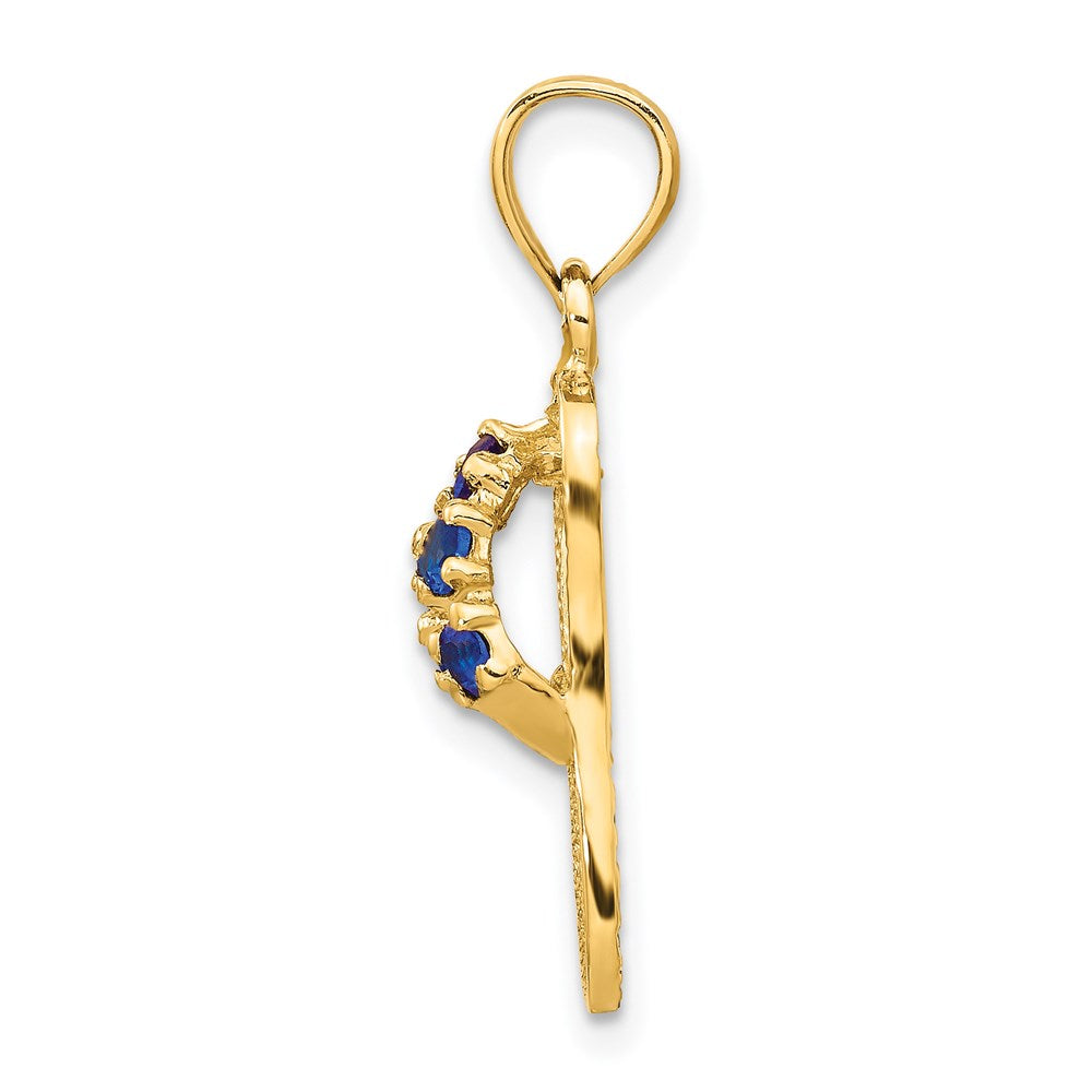 14K Gelbgold 3D-Flip-Flop-Anhänger mit September-Geburtsstein/Zirkonia