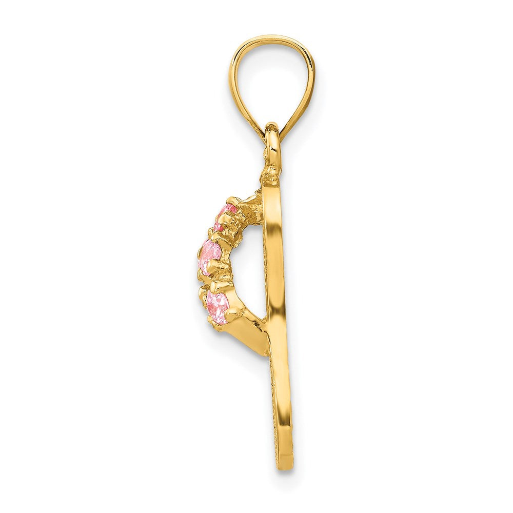 14K Gelbgold 3D-Flip-Flop-Anhänger mit Oktober-Geburtsstein aus Zirkonia