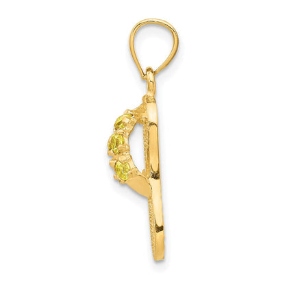 14K Gelbgold 3D November/Zirkonia-Geburtsstein-Flip-Flop-Anhänger