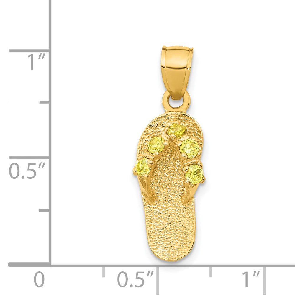 14K Gelbgold 3D November/Zirkonia-Geburtsstein-Flip-Flop-Anhänger