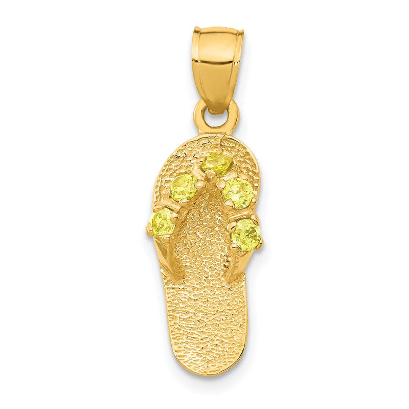 14K Gelbgold 3D November/Zirkonia-Geburtsstein-Flip-Flop-Anhänger