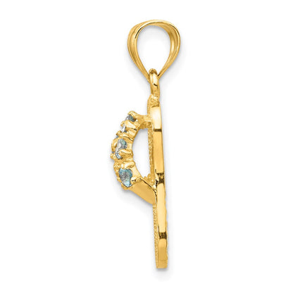 14K Gelbgold 3D-Dezember-Geburtsstein-Zirkonia-Flip-Flop-Anhänger