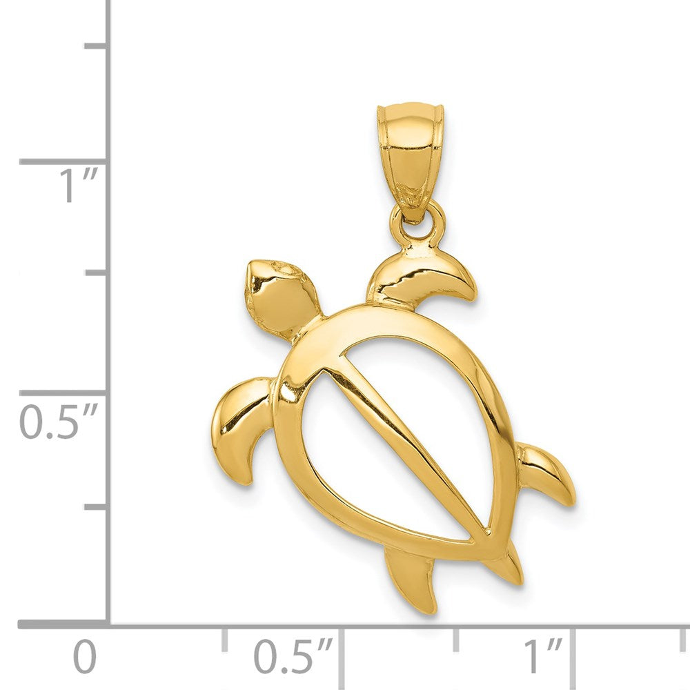 14K Gelbgold Offener Schildkröten-Anhänger