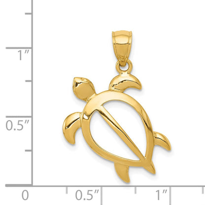14K Gelbgold Offener Schildkröten-Anhänger