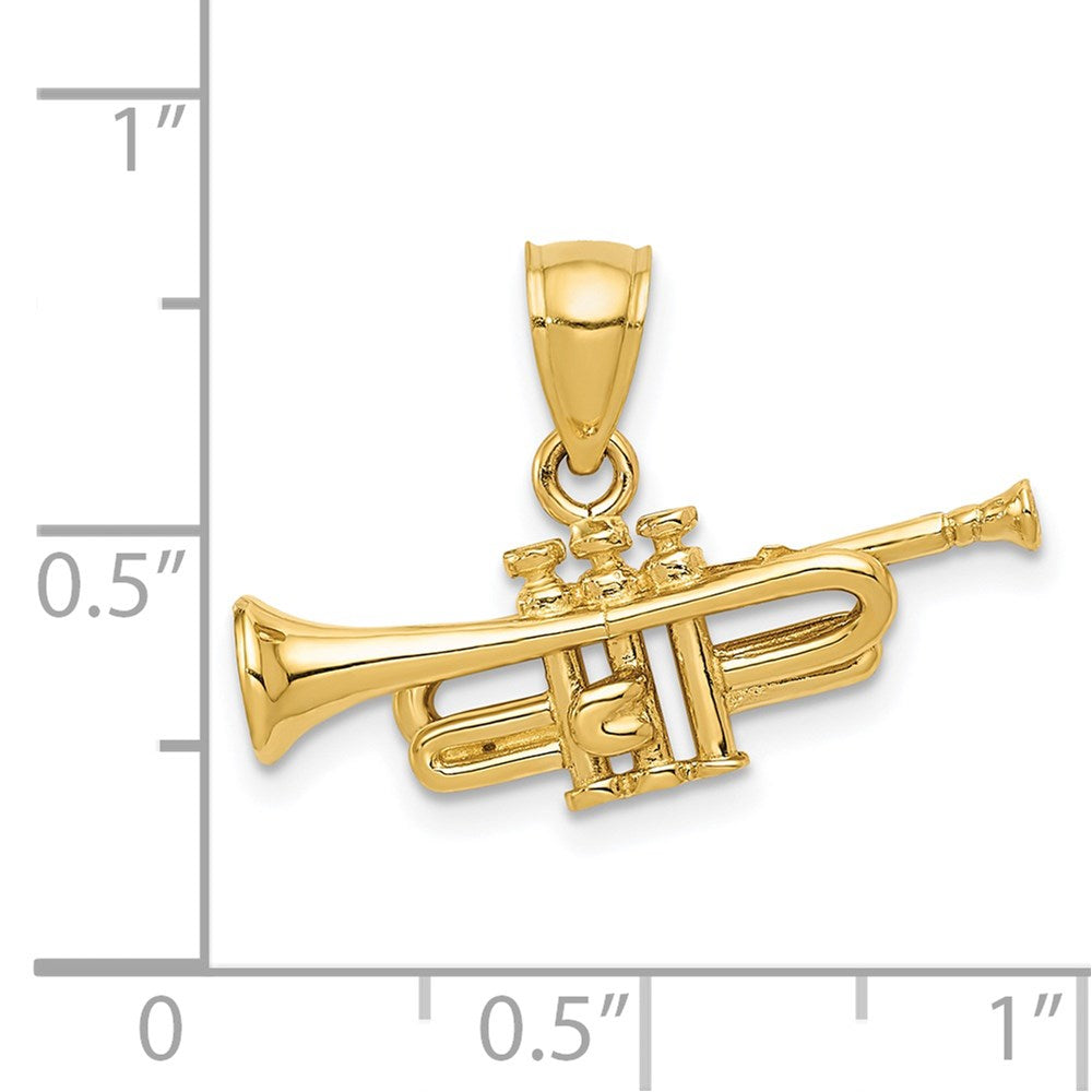 14K Gelbgold 3D-Trompeten-Anhänger