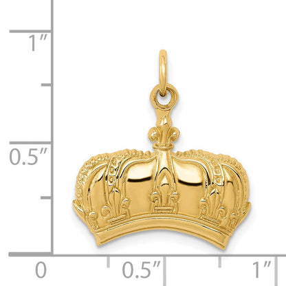 14K Gelbgold Fleur-de-Lis-Kronen-Charm