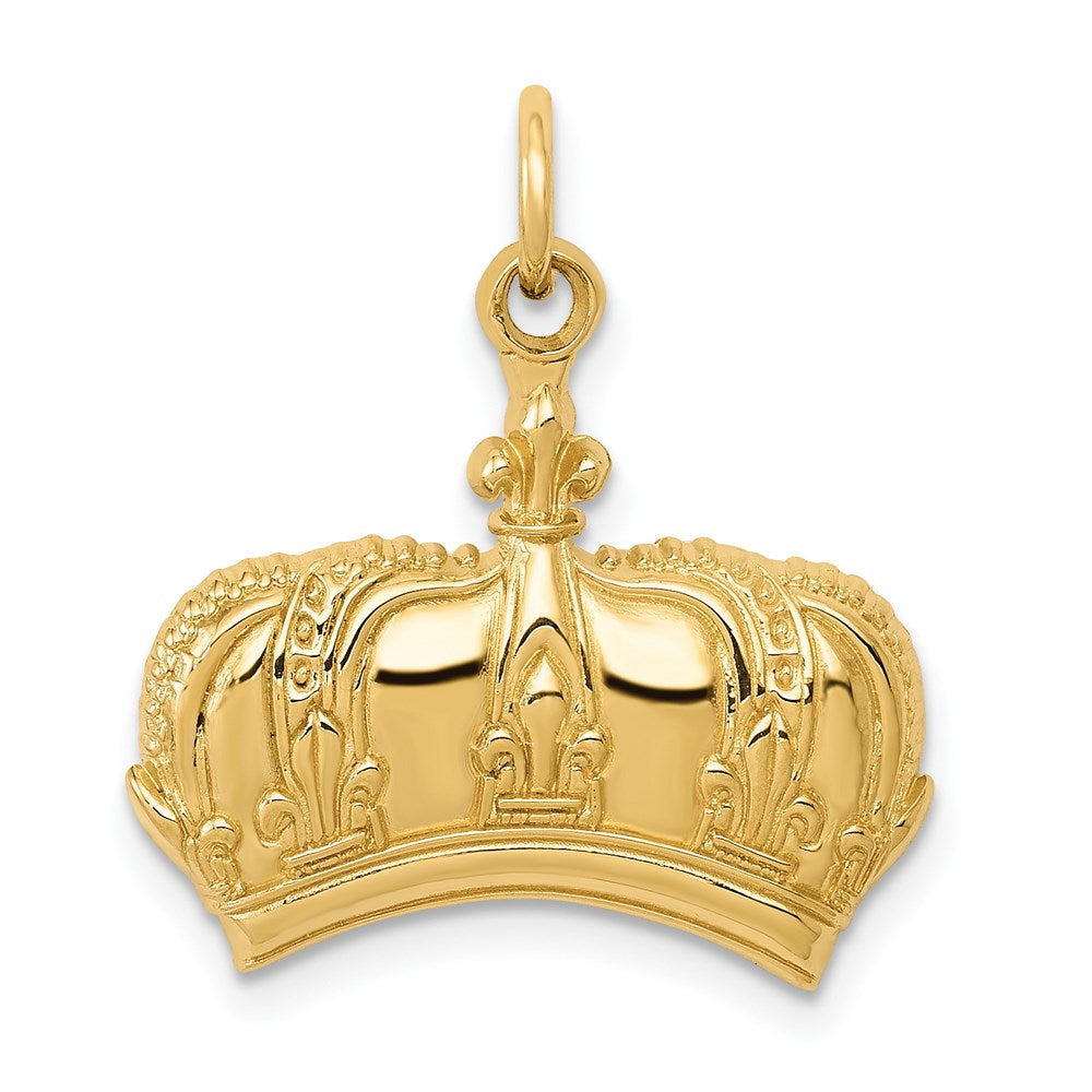 14K Gelbgold Fleur-de-Lis-Kronen-Charm
