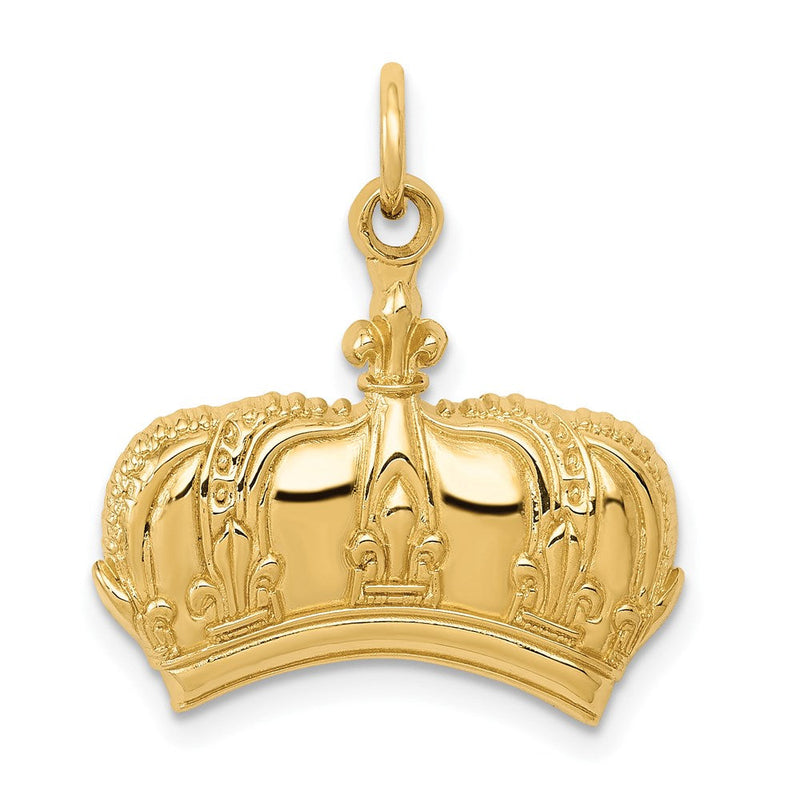 14K Gelbgold Fleur-de-Lis-Kronen-Charm