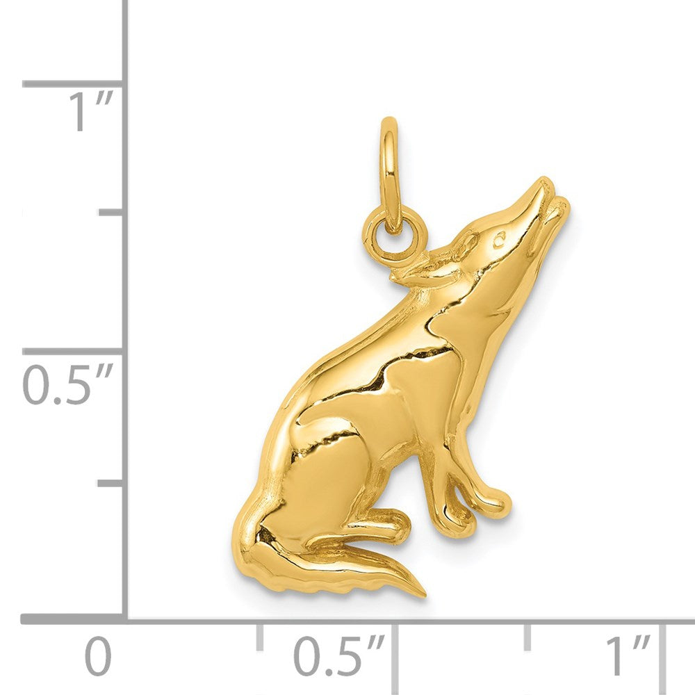 14K Gelbgold Wolf Charm