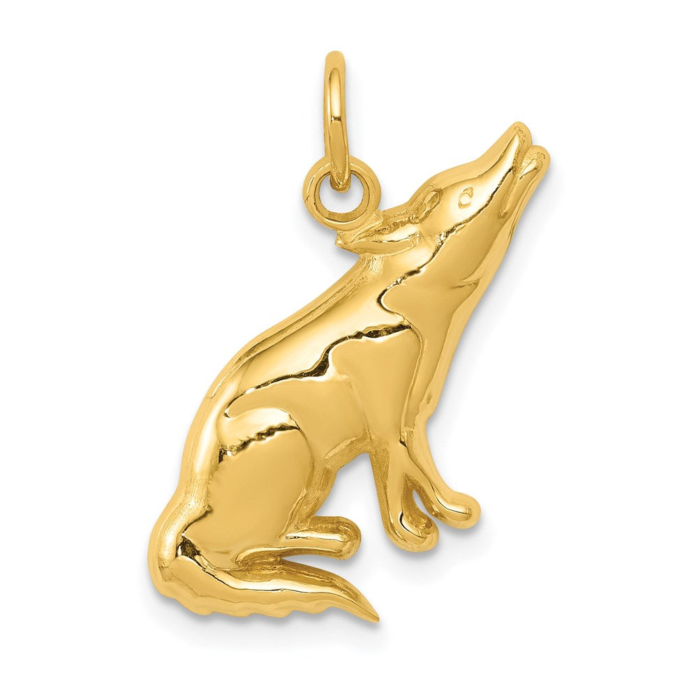 14K Gelbgold Wolf Charm