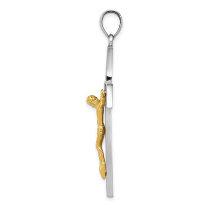 14 K Bicolor-Gold Kruzifix-Anhänger