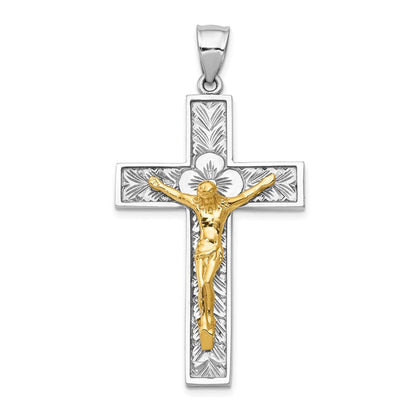 14 K Bicolor-Gold Kruzifix-Anhänger