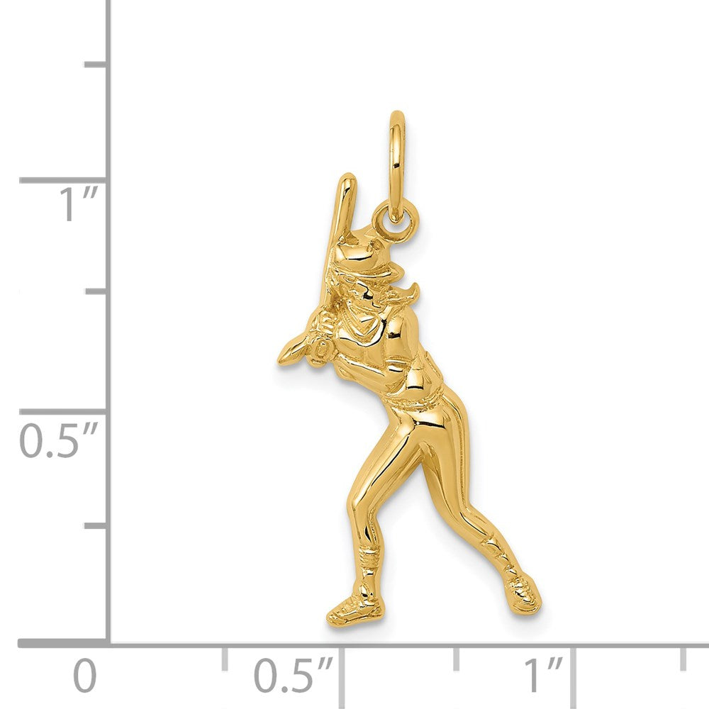 14K Gelbgold Female Baseball Batter Charm