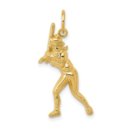 14K Gelbgold Female Baseball Batter Charm