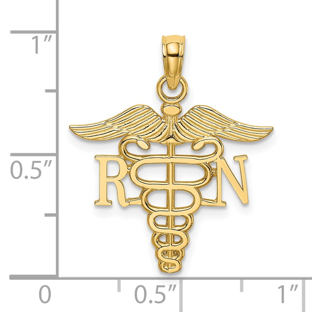 14K Gelbgold Rn Caduceus Charm