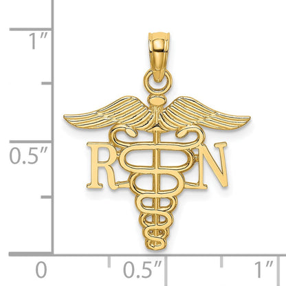 14K Gelbgold Rn Caduceus Charm