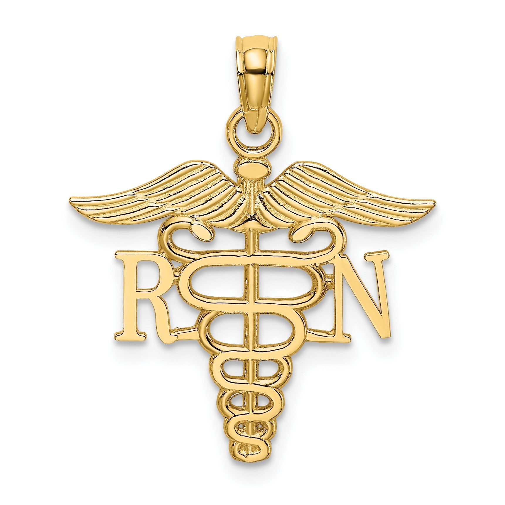 14K Gelbgold Rn Caduceus Charm