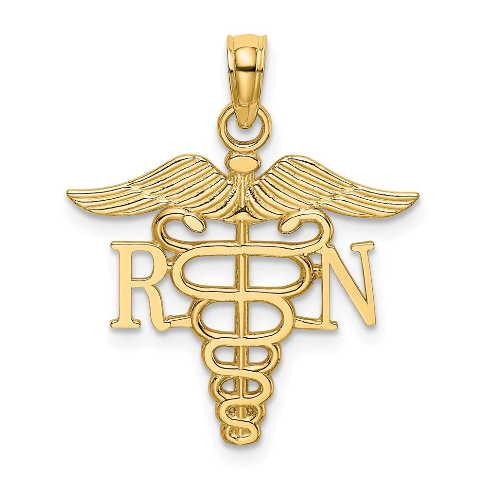 14K Gelbgold Rn Caduceus Charm