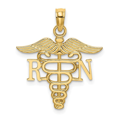 14K Gelbgold Rn Caduceus Charm