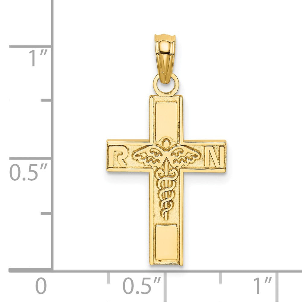 14K Gelbgold Rn Caduceus Kreuz Charm