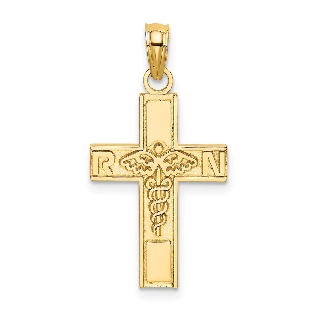 14K Gelbgold Rn Caduceus Kreuz Charm
