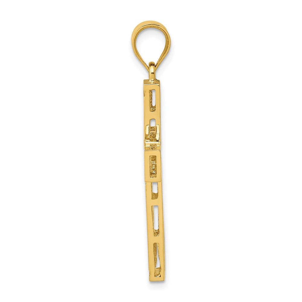 Kreuzanhänger mit Mäandermuster aus 14K Gelbgold