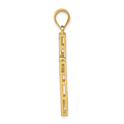 Kreuzanhänger mit Mäandermuster aus 14K Gelbgold