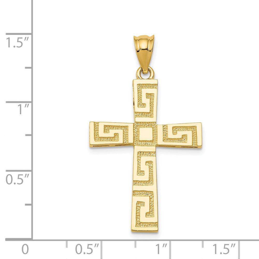 Kreuzanhänger mit Mäandermuster aus 14K Gelbgold