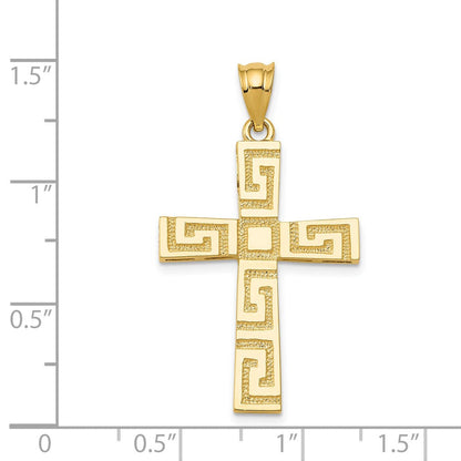 Kreuzanhänger mit Mäandermuster aus 14K Gelbgold