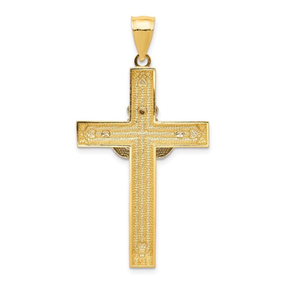 14K Bicolor-Gold Claddagh-Kreuz-Anhänger