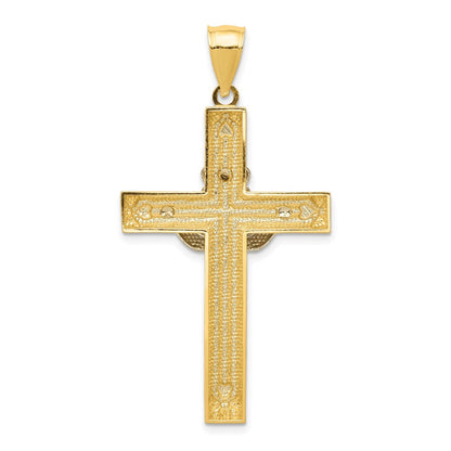14K Bicolor-Gold Claddagh-Kreuz-Anhänger