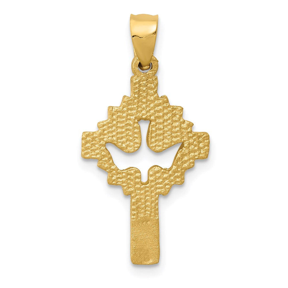 14K Gelbgold Taube-Kreuz-Charm