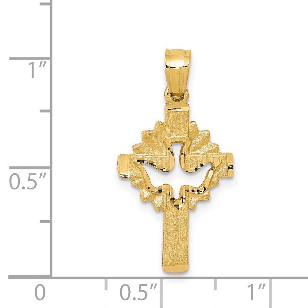 14K Gelbgold Taube-Kreuz-Charm