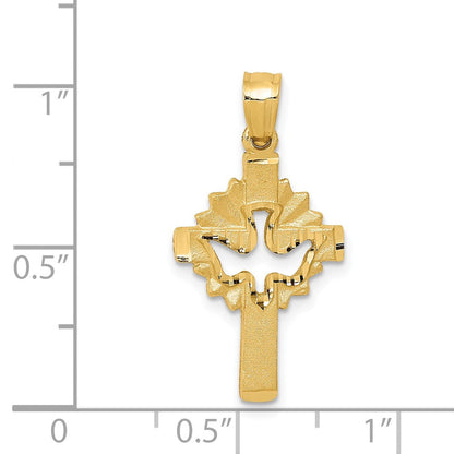 14K Gelbgold Taube-Kreuz-Charm