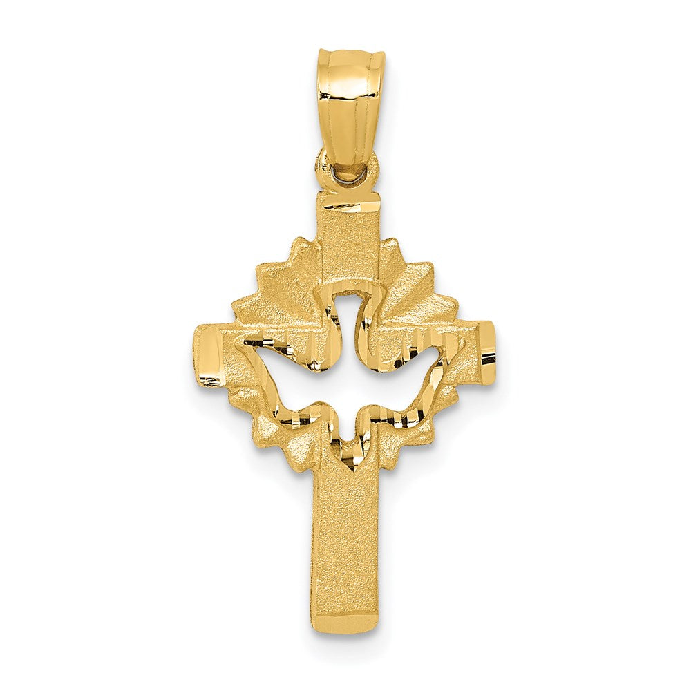 14K Gelbgold Taube-Kreuz-Charm