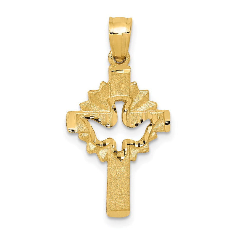 14K Gelbgold Taube-Kreuz-Charm
