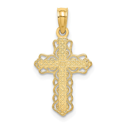 14K Gelbgold Knospend Kreuz Charm