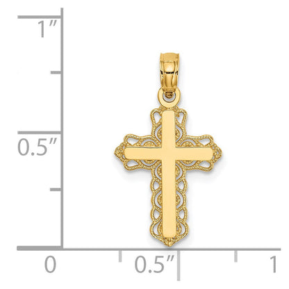 14K Gelbgold Knospend Kreuz Charm