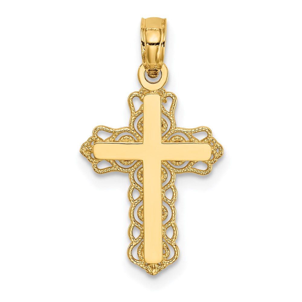 14K Gelbgold Knospend Kreuz Charm