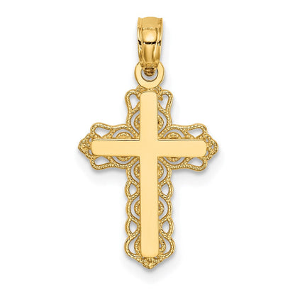 14K Gelbgold Knospend Kreuz Charm