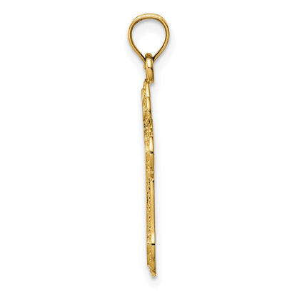 14K Gelbgold Ausgeschnitten Knospend Kreuz Charm